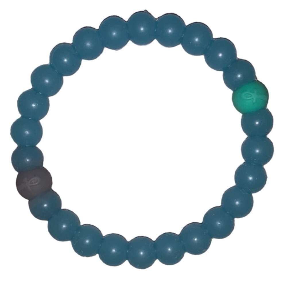 Lokai Ankh Blue Green Grey High Low Bracelet Sz S